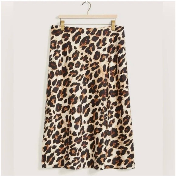 Addition Elle - Satin Finish A Line Animal Print Midi Skirt - Picture 1 of 5